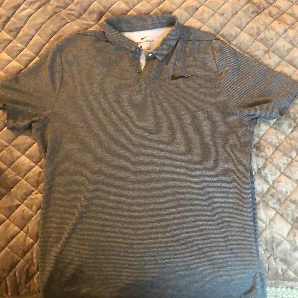 Black & Grey Striped Nike Aeroreact Polo